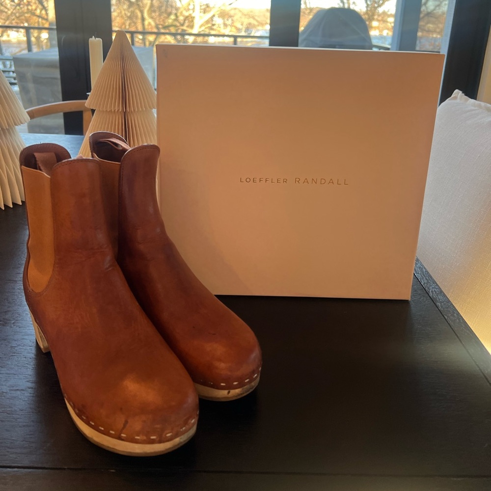 Loeffler Randall Chestnut Brown Leather Ankle Boots